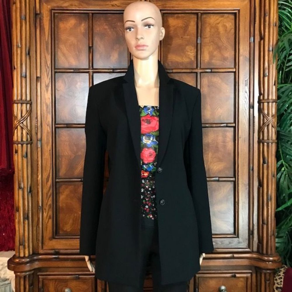 Anne Klein Montmartre Black Crepe Fingertip Jacket